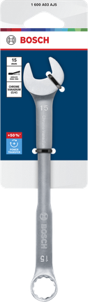Kunci kombinasi Bosch 15 mm krom vanadium.
